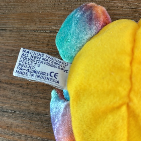 A&A Plush Inc Beanie PVC Pellet Plush Sea Turtle Tie Dye Yellow Pink Blue Green - Picture 3 of 9